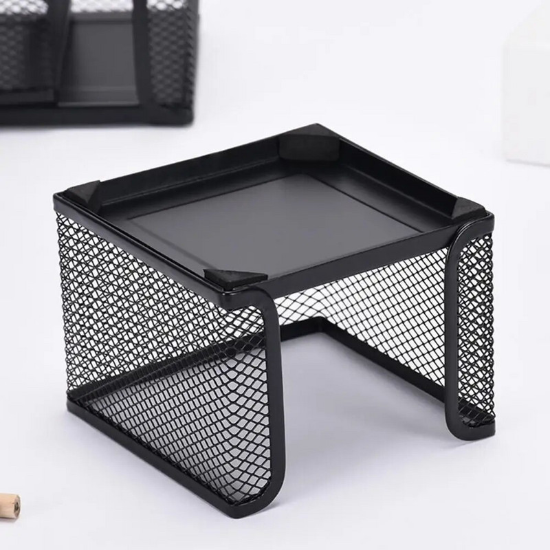 Note Pad Storage Box Λεπτό πλέγμα μεγάλης χωρητικότητας Μαύρο βαρέως τύπου Metal Desktop Memo Pad Sticky Note Organizer Προμήθειες σπιτιού
