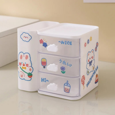 Lauaarvuti pliiatsihoidja konteineri sahtel kontori hoiukarp Kirjatarvete organiseerija lint-raamat kirjaklambrid, ehted, juukseaksessuaarid