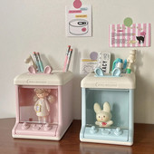 MINKYS Creative House Shape Doll Storage Box&Penholder Πολυλειτουργική επιτραπέζια οργάνωση γραφείου Σχολική γραφική ύλη