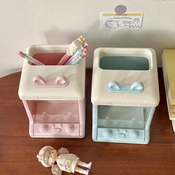 MINKYS Creative House Shape Кукла за съхранение на кукли и държач за химикалки Многофункционален настолен органайзер Училищни канцеларски материали