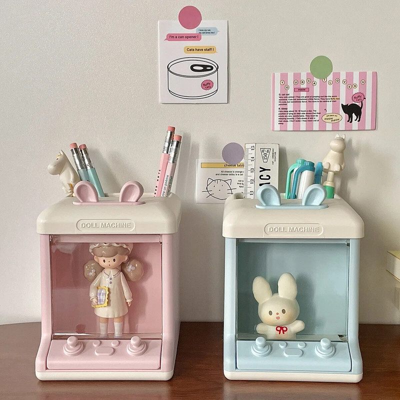 MINKYS Creative House Shape Doll Storage Box&Penholder Πολυλειτουργική επιτραπέζια οργάνωση γραφείου Σχολική γραφική ύλη