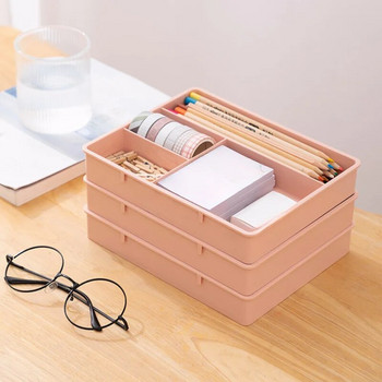 Στοιβαζόμενη επιτραπέζια βάση χαρτικών με 4 πλέγματα Συρτάρι Κουτί αποθήκευσης Θήκη στυλό Μεγάλης χωρητικότητας Pencil Box Organizer γραφείου για κορίτσια
