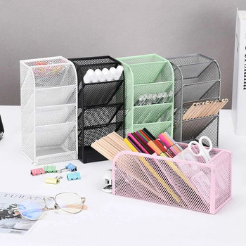 Διχτυωτό χαρτικά Caddy Desktop Organizer με 4 θέσεις αποθήκευσης Χρωματιστά μολύβι κραγιόνια Πινέλα ζωγραφικής Art Studio Γραφείο