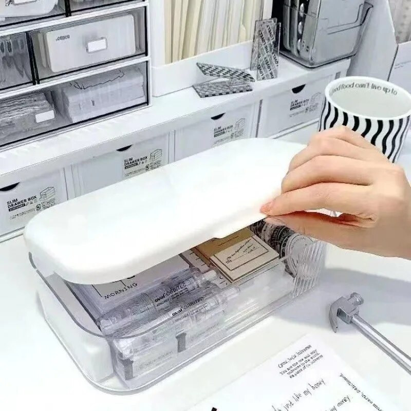 Ins Διάφανη θήκη τηλεφώνου Organizer Κουτί αποθήκευσης με κάλυμμα Οικιακή επιφάνεια εργασίας Ακρυλικό Sundries Θήκη θήκης καλαθιού τηλεφώνου