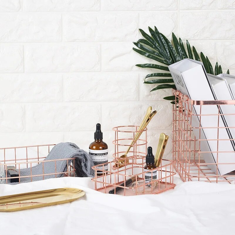 Pildspalvu turētājs Dzelzs glabāšanas grozs Rožu zelta glabāšanas grozs Rotaslietas Dažādi Augļu glabāšanas grozs Japāņu metāla glabāšanas galds