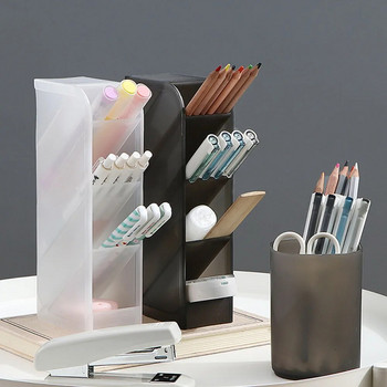 Държач за химикалки с косо вмъкване Настолен рафт Настолна кутия за съхранение Прозрачна тръба за съхранение на козметични четки Органайзер
