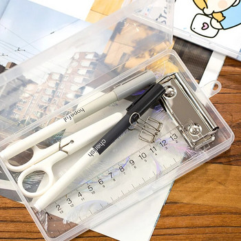 Διαφανές κουτί αποθήκευσης Πολυλειτουργικό στυλό Washi Tape Αυτοκόλλητα Χάρακας Δοχείο Kawaii Stationery Desk Organizer Αναλώσιμα γραφείου