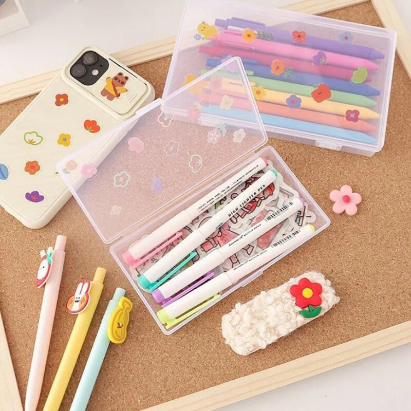 Caurspīdīga uzglabāšanas kaste Daudzfunkcionāla pildspalva Washi lentes uzlīmes Lineāls konteiners Kawaii kancelejas piederumu rakstāmgalda organizators biroja piederumi