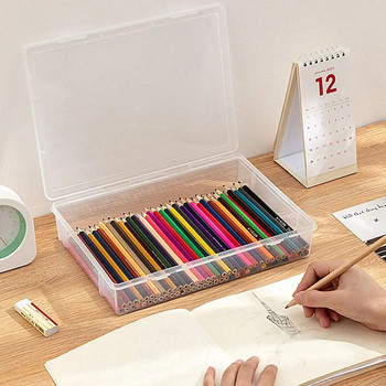 Преносим настолен органайзер Прозрачен офис канцеларски консумативи Калъф за канцеларски материали Mark Pen Box Кутия за моливи Кутия за съхранение