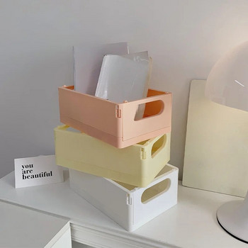 Настолен органайзер за съхранение Кошници Държач за канцеларски материали Момиче Подреждаща се кутия за съхранение с дръжка Офис Аксесоари за домашно бюро