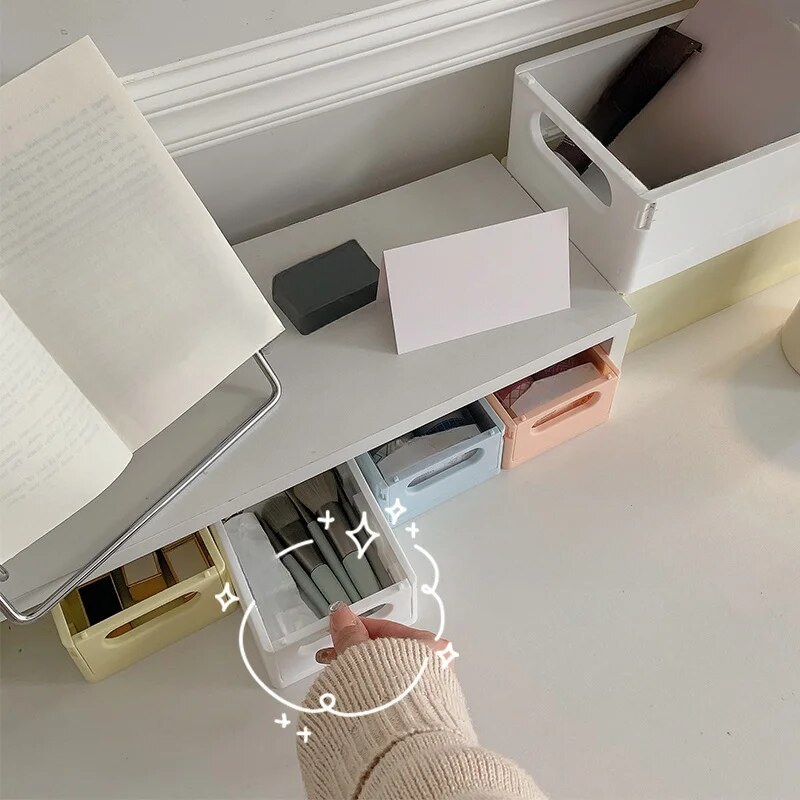 Lauaarvuti hoiustamiskorvid Korvid Kirjatarvete hoidik Tüdrukutele virnastatav hoiukarp koos käepidemega Kontori kodu töölaua tarvikud