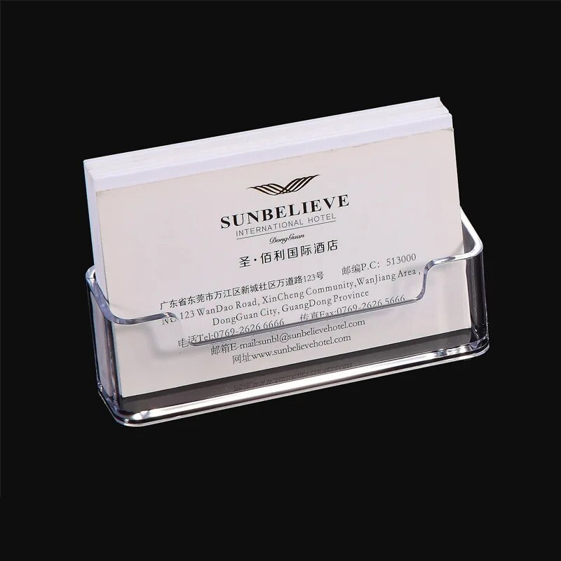 Läbipaistev lauariiul karp hoiustamisalus akrüülplastist läbipaistev lauaarvuti visiitkaardihoidja asukohakaardi korraldaja