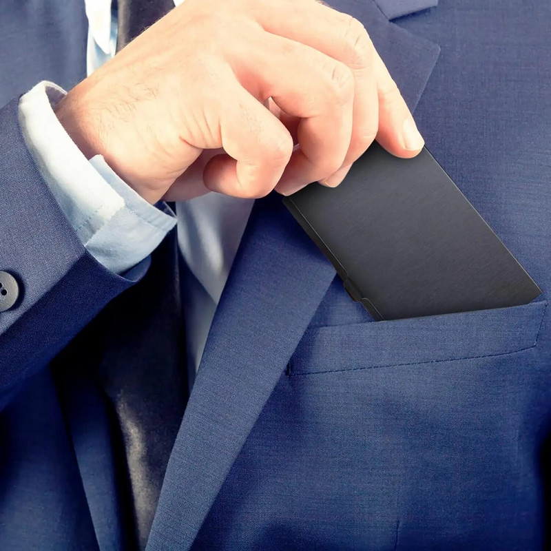 Vizītkaršu turētājs Kredītkaršu futrālis Viegls alumīnija kabatas karšu maciņš Maks Metāla plāns vārda karšu turētājs sievietēm Vīriešiem ceļojumā