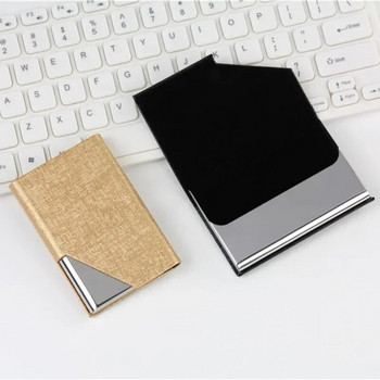 Държач за визитки с магнитна PU кожа от неръждаема стомана Калъф за визитки Калъф за ID Име на карта за мъже, жени, офис 95*63 мм