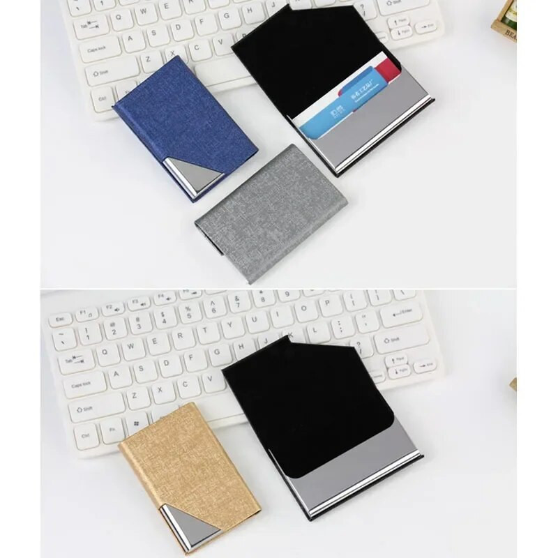 Vizītkaršu turētājs ar magnētisku PU ādas nerūsējošā tērauda vizītkaršu maciņu ID vārda kartes maciņš vīriešiem sievietēm birojs 95*63mm