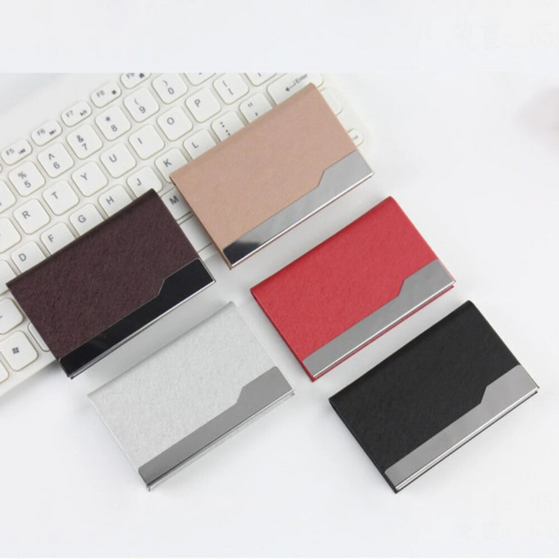 Vizītkartes futrālis Kartes turētājs Kredītkartes ID maciņš Vārda kartes kastīte PU ādas nerūsējošais tērauds ar magnētisku sprādzes kabatu