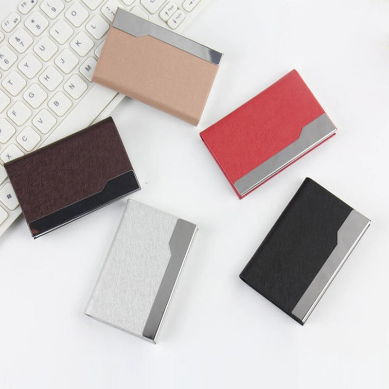 Vizītkartes futrālis Kartes turētājs Kredītkartes ID maciņš Vārda kartes kastīte PU ādas nerūsējošais tērauds ar magnētisku sprādzes kabatu