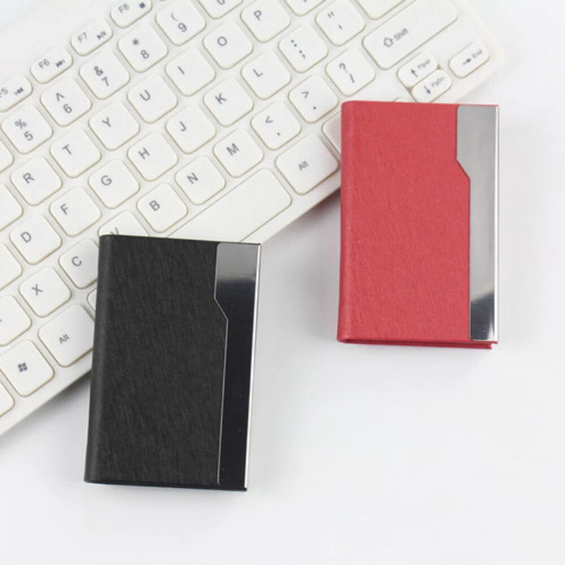 Vizītkartes futrālis Kartes turētājs Kredītkartes ID maciņš Vārda kartes kastīte PU ādas nerūsējošais tērauds ar magnētisku sprādzes kabatu