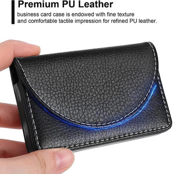 Държач за визитки от PU кожа Професионален калъф за кредитна карта с магнитно затваряне RFID портфейл с голям капацитет за мъжки офис
