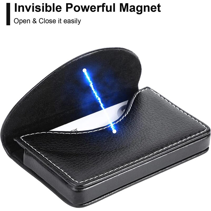 PU ādas vizītkaršu turētājs Profesionāls kredītkaršu maciņš ar magnētisku aizvērumu RFID lielas ietilpības maks vīriešiem birojā