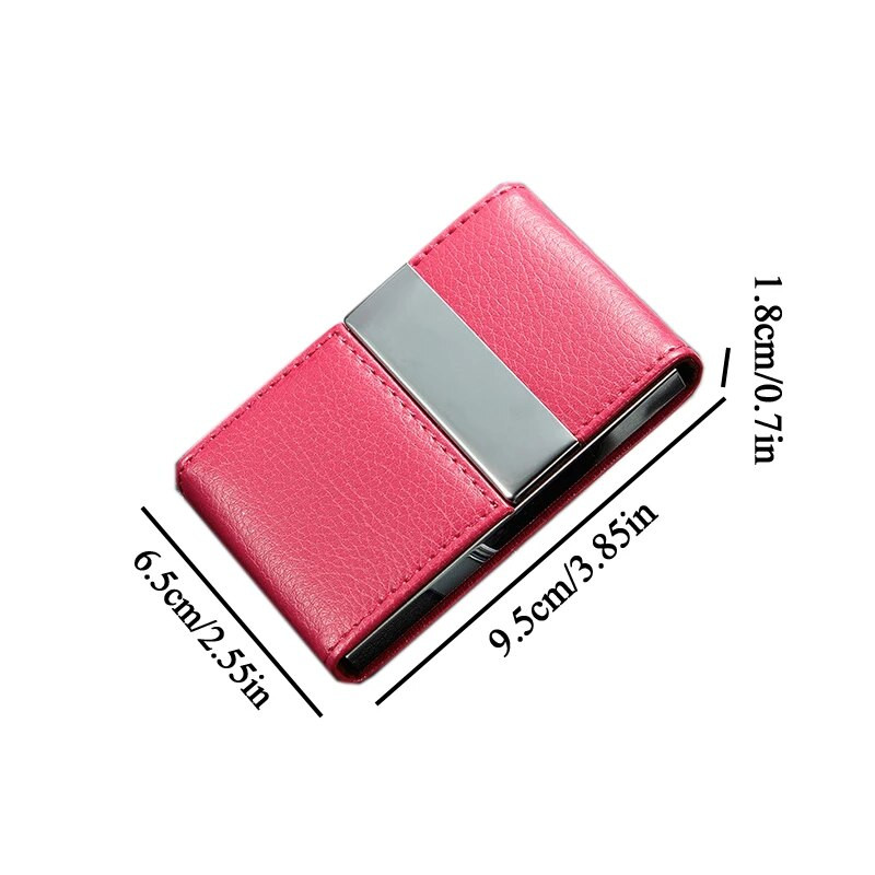 Moodne PU-nahast visiitkaardihoidja Kahekordselt avatud roostevabast terasest õhukese taskuga krediitkaardi ID ümbris Pangakaardid nimekaardihoidja