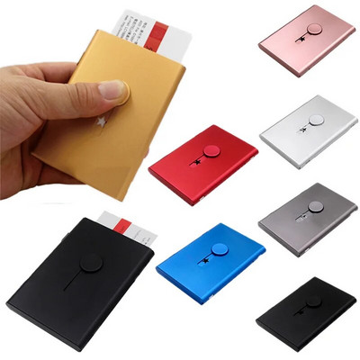 Noua cutie creativă pentru cărți de vizită cu împingere manuală Suport pentru carduri din metal cu textura mată Organizator portabil pentru cărți de vizită