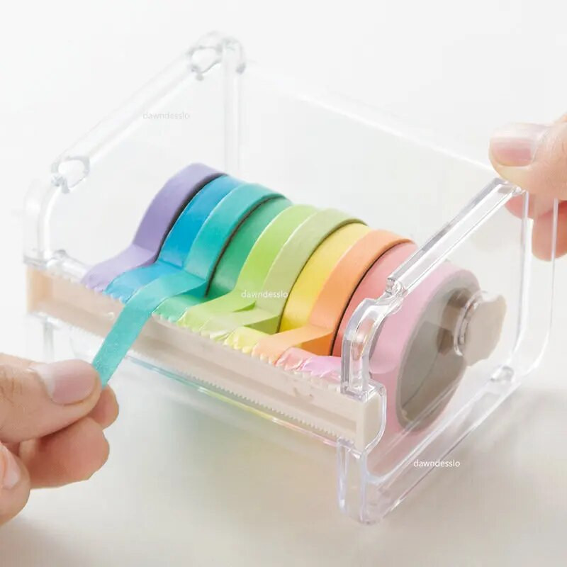 Creative Washi Tape Cutter Σετ Tape Tool Διαφανής θήκη ταινίας Διανομέας ταινίας Σχολικά είδη Γραφείου Γραφείου για μαθητή