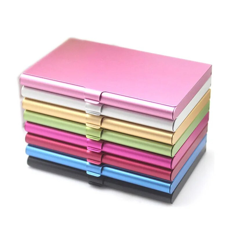 Radošs vizītkaršu maciņš Alumīnija sakausējuma karšu turētājs metāla kastes vāks Kredīts Vīriešu vizītkaršu turētāja karte Metāla maks