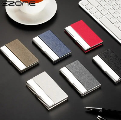 EZONE 1PC Držač posjetnica od nehrđajućeg čelika PU kožna visokokvalitetna torba za kartice Modna torbica za kartice držača kreditnih kartica BigCapacity