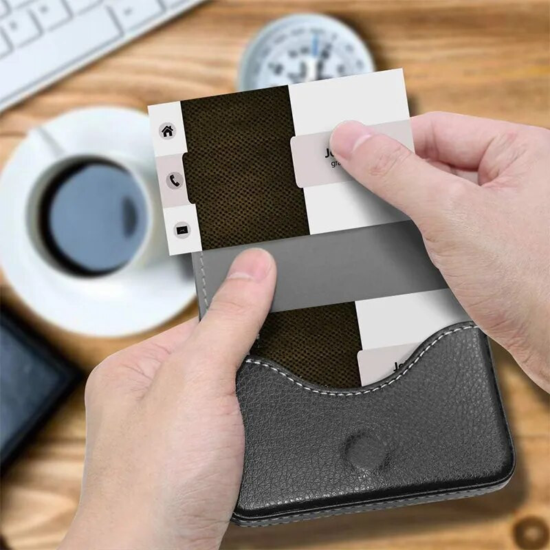 PU-nahast magnetiline visiitkaardiümbris, kaasaskantav krediitkaarditasku, suure mahutavusega visiitkaardihoidja naistele meestele kontorisse