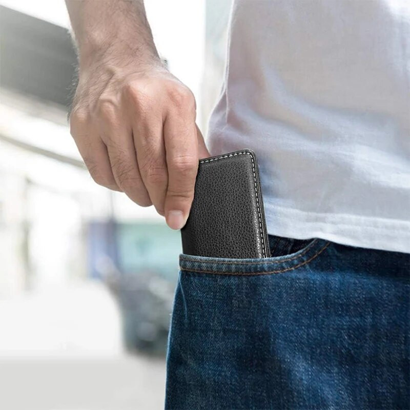 PU-nahast magnetiline visiitkaardiümbris, kaasaskantav krediitkaarditasku, suure mahutavusega visiitkaardihoidja naistele meestele kontorisse