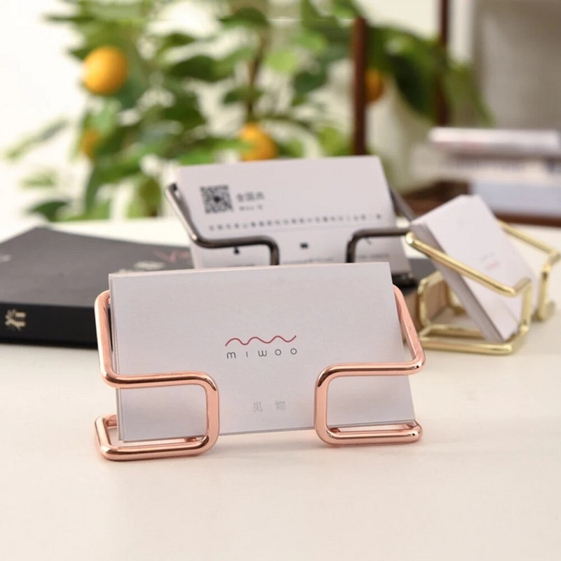 Aukštos kokybės metalinis vizitinių kortelių laikiklis darbalaukio ekrano laikiklis mobiliojo telefono stovas Biuro priedai, skirti minimalistiniam stalui