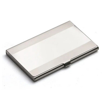 Джобен държач за визитки от неръждаема стомана и метал, калъф, кредитен портфейл, сребърен D5QC