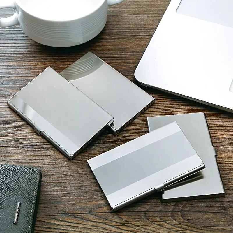 Kabatas nerūsējošā tērauda un metāla vizītkaršu turētājs Case ID Kredīta maka sudraba D5QC