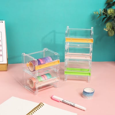 Creative Washi Tape Cutter Set Инструмент за тиксо Държач за прозрачна лента Дозатор за ленти Ученически пособия Офис канцеларски материали