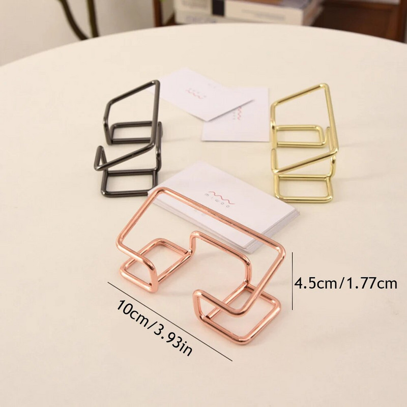 Jednostavan metalni držač posjetnica Zlatni metalni papir Organizator Stalak za pohranu Memo Clip Card Display Uredski poslovni stolni dekor