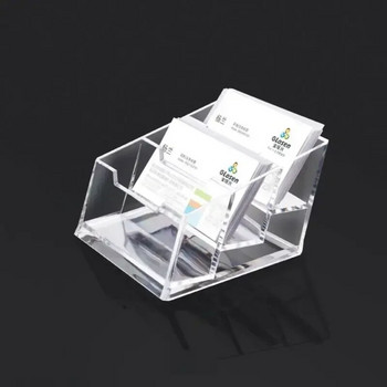 Θήκη επαγγελματικής κάρτας Διαφανές πλαστικό επιτραπέζιο κουτί αποθήκευσης επαγγελματικών καρτών Μονόκλινο διπλό τριών επιπέδων θήκη επαγγελματικών καρτών