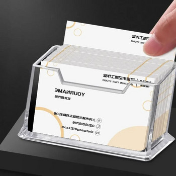 Държач за визитки Прозрачна пластмасова настолна кутия за съхранение на визитки Единична двойна трислойна кутия за визитки