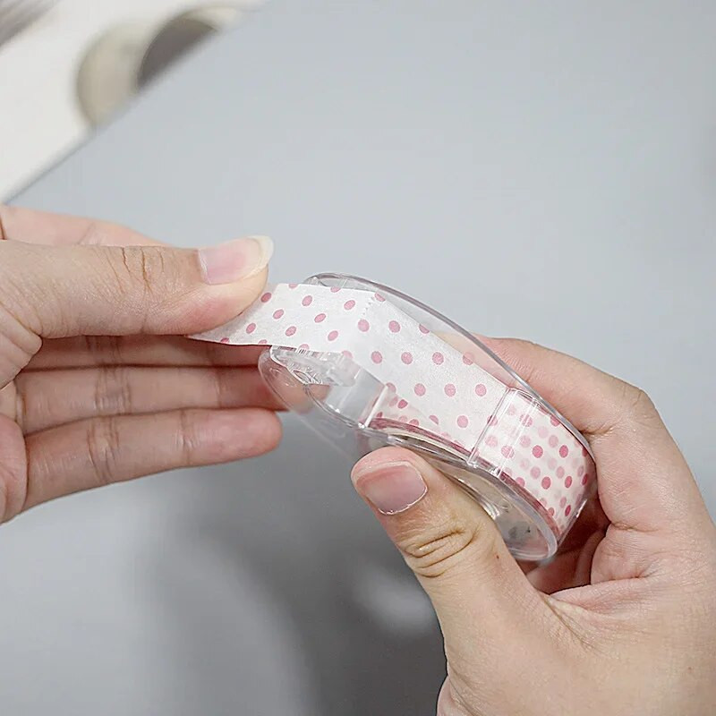 1,5 cm mini caurspīdīgas lentes dozators, mazs, izcils griezums, maskēšanas lentes dozators albums Washi lentes organizētājs studentu piederumi