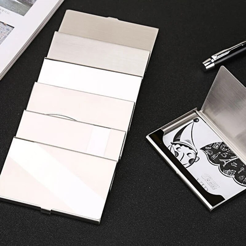 Vizītkaršu turētājs Slim Pocket Nerūsējošā tērauda vārda karšu turētāja ID futrālis Kredītkartes kastīte Vizītkaršu futrālis Galda organizators