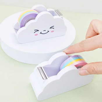 Tape Dispenserwashi Rainbow Paper Roll Holder Cute Desktop Cloud Masking Machine Cutting Office Cartoon Adhesivekids