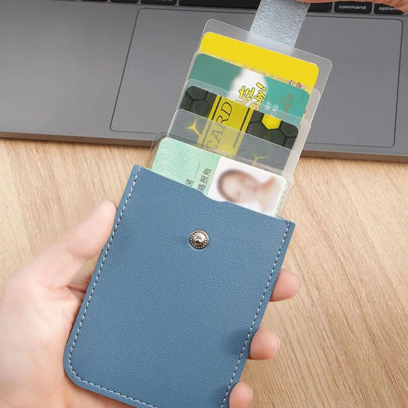 Õhuke väljatõmmatava PU-nahast kaasaskantavad mitme kaardi kotihoidjad Naine Mees Gradient visiitkaardi rahakott pangakaartide jaoks