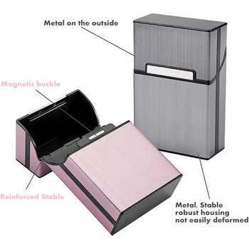 Метална кутия от алуминиева сплав Мъжки държач за визитки Магнитен бутон Име Картодържател Контейнер за съхранение Калъф Джобна кутия Мъжки подарък