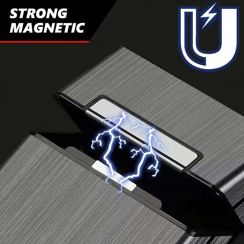 Alumīnija sakausējuma metāla kastīte vīriešiem vizītkaršu turētājs magnētiska poga vārda karšu turētājs uzglabāšanas konteinera futrālis kabatas kaste vīriešiem dāvana