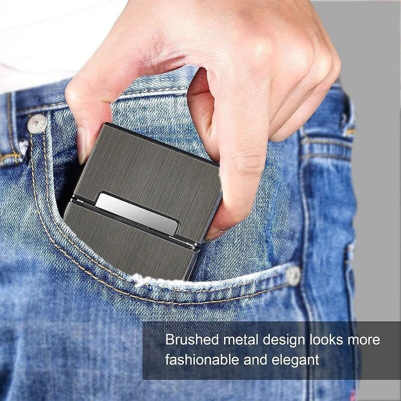 Alumīnija sakausējuma metāla kastīte vīriešiem vizītkaršu turētājs magnētiska poga vārda karšu turētājs uzglabāšanas konteinera futrālis kabatas kaste vīriešiem dāvana