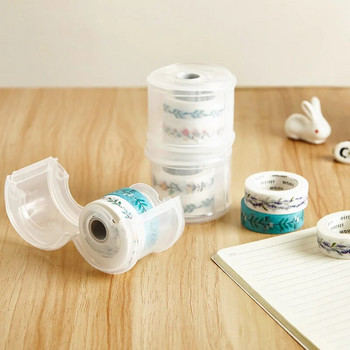 Plastic Clear White Masking Tape Dispenser Washi Tape Holder Αξεσουάρ γραφείου Αυτοκόλλητες ταινίες Κουτί αποθήκευσης Kawaii Stationery