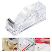 Akrila lentes dozators ar pildspalvas turētāju Caurspīdīgs kompakta izmēra pārnēsājams biroja skolas darbvirsmas lentes griezēja turētājs