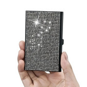 Νέα Diamond Metal Case Card Case Αλουμίνιο Organizer Flash Rhinestone Slim Επαγγελματική θήκη για επαγγελματικές κάρτες