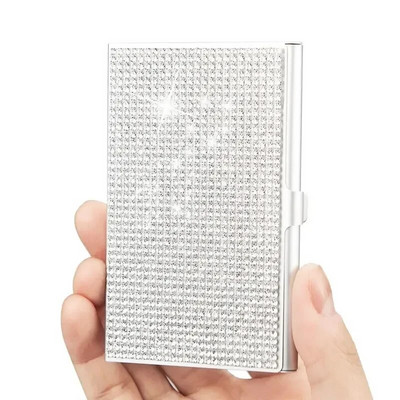 Νέα Diamond Metal Case Card Case Αλουμίνιο Organizer Flash Rhinestone Slim Επαγγελματική θήκη για επαγγελματικές κάρτες