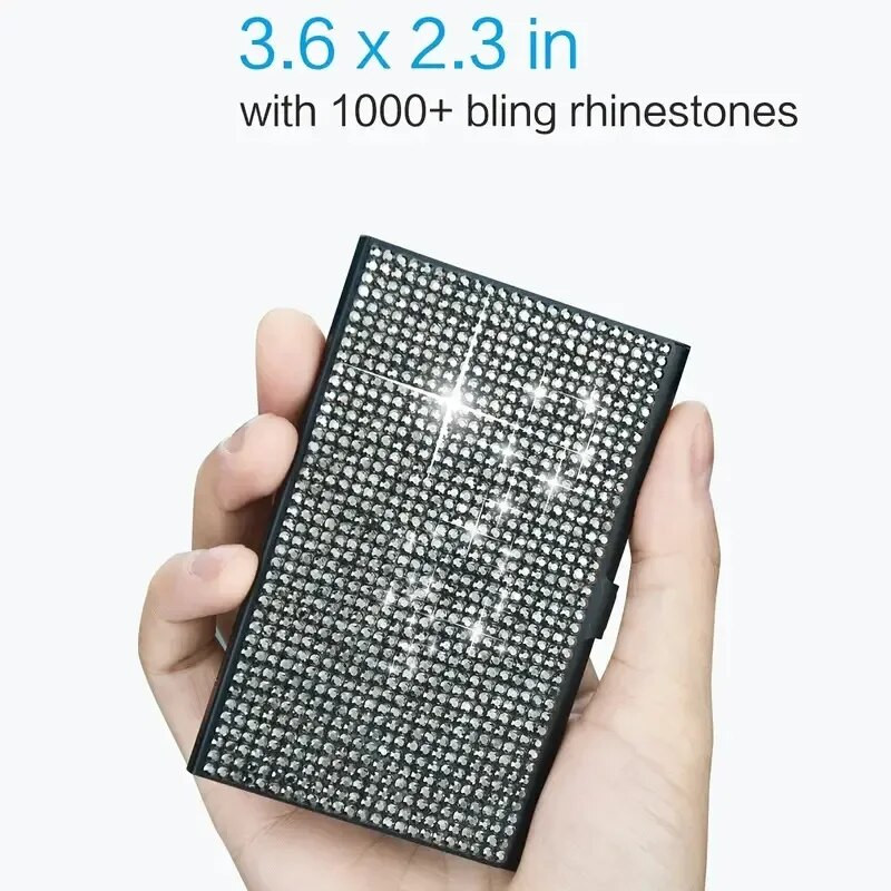 Νέα Diamond Metal Case Card Case Αλουμίνιο Organizer Flash Rhinestone Slim Επαγγελματική θήκη για επαγγελματικές κάρτες